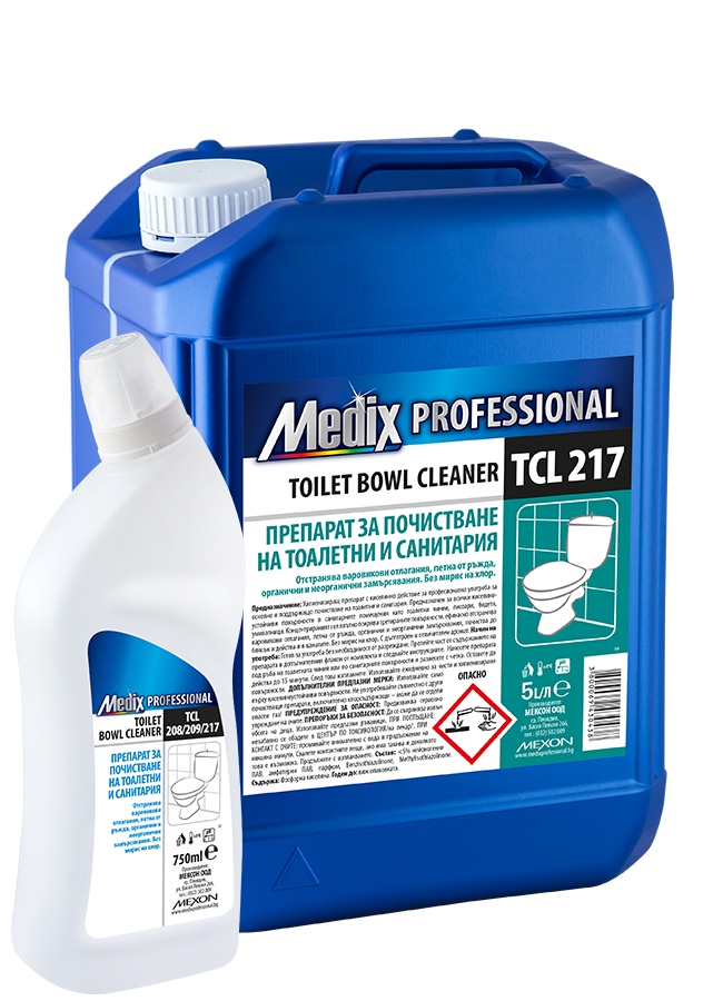 TOILET BOWL CLEANER TCL 217 Препарат за почистване на тоалетни и санитария (интенс) - 5Л